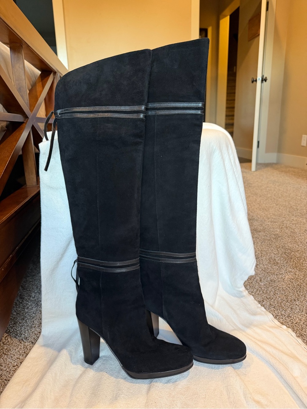 Kenneth Cole New York Black Suede Whip It Over-the-Knee Boots - 9.5 - Picture 2 of 13